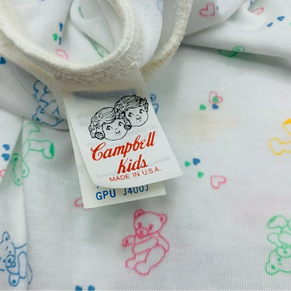 Vintage 1989 Campbell Kids Teddy Bears Footie Pajamas Small to 11lbs